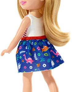 Barbie Club Chelsea Doll, 6-inch Blonde with Dinosaur-Themed Look, (GMR96)