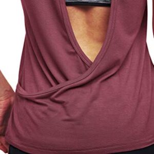 Mippo Workout Tank Tops for Women Cute Open Back Workout Tops Yoga Tops Athletic Workout Shirts Muscle Tanks Tennis Shirts Backless Tops for Women Magenta M