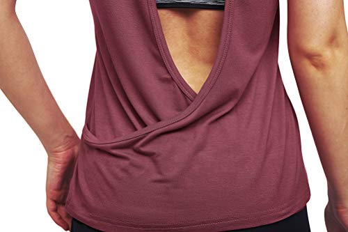 Mippo Workout Tank Tops for Women Cute Open Back Workout Tops Yoga Tops Athletic Workout Shirts Muscle Tanks Tennis Shirts Backless Tops for Women Magenta M