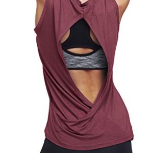 Mippo Workout Tank Tops for Women Cute Open Back Workout Tops Yoga Tops Athletic Workout Shirts Muscle Tanks Tennis Shirts Backless Tops for Women Magenta M