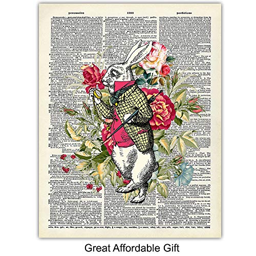 Alice Wonderland Decorations - 8x10 Vintage Shabby Chic Picture Poster Set, Home Wall Art Decor - Girl Bedroom, Kid Room, Nursery - Cool Unique Affordable Gift - Unframed Photo Set