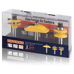 KOWOOD Ogee 3 Bit Raised Panel Cabinet Door Router Bit Set 1/2-Inch Shank