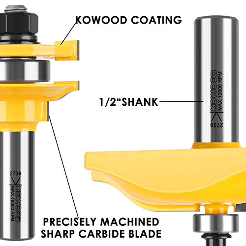 KOWOOD Ogee 3 Bit Raised Panel Cabinet Door Router Bit Set 1/2-Inch Shank