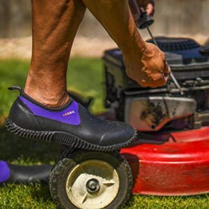 HISEA Unisex Waterproof Garden Shoes, Men's Ankle Rain Boots Women's Slip-On Footwear Rubber Neoprene Camp Booties Outdoor Rain Shoe for Gardening, Farming, Camping, Car Wash, Lawn Care and Yard Work, Size M11.5/W13 Black