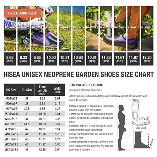 HISEA Unisex Waterproof Garden Shoes, Men's Ankle Rain Boots Women's Slip-On Footwear Rubber Neoprene Camp Booties Outdoor Rain Shoe for Gardening, Farming, Camping, Car Wash, Lawn Care and Yard Work, Size M11.5/W13 Black