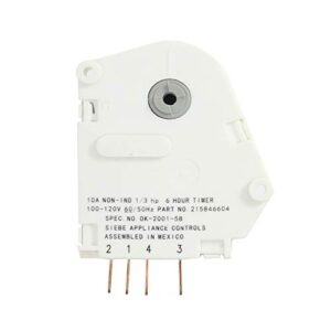 215846604 Refrigerator Defrost Timer Replacement for Kelvinator KATR1816MS0 Refrigerator - Compatible with 241809401, 241809402 Defrost Timer