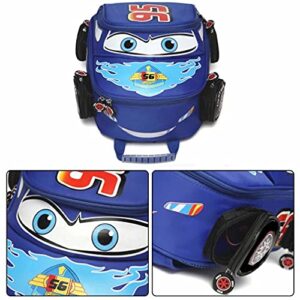 QWZY Toddler Boys Girls Backpack Waterproof Cartoon Truck Car Kindergarten Child Snack School Bag (Blue)