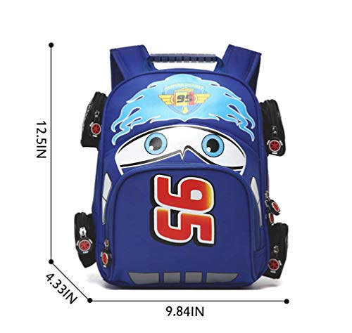 QWZY Toddler Boys Girls Backpack Waterproof Cartoon Truck Car Kindergarten Child Snack School Bag (Blue)