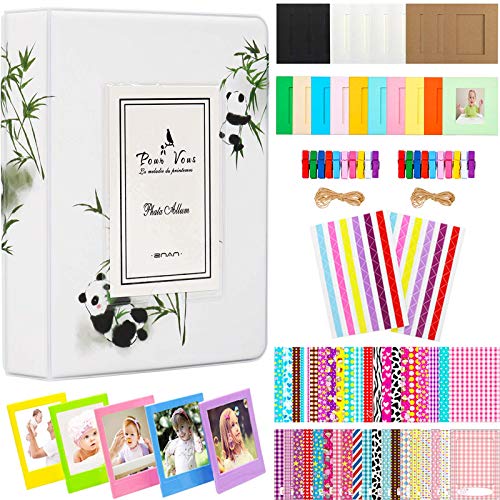 BigTrend 2x3 Inch Photo Paper Film Album Set for Fujifilm Instax Mini Camera, Polaroid Snap, Z2300, SocialMatic Instant Cameras & Zip Instant Printer (Panda, 64 Pockets)