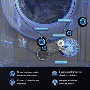 Upgraded Dryer Repair Kit for DC97-16782A Samsung Dryer Roller Replacement Kit, 6602-001655/5ph2337 Dryer Belt, DC93-00634A Dryer Idler Pulley, Replacement for Samsung Dryer Parts (Figures 6 and 7)