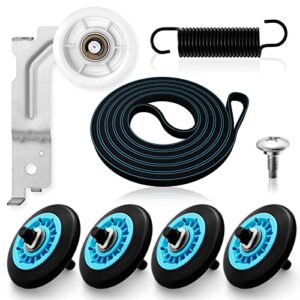 upgraded dryer repair kit for dc97-16782a samsung dryer roller replacement kit, 6602-001655/5ph2337 dryer belt, dc93-00634a dryer idler pulley, replacement for samsung dryer parts (figures 6 and 7)