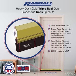 Gold Anodized Aluminum Triple Seal Vinyl Door Sweep (3 FT Long)