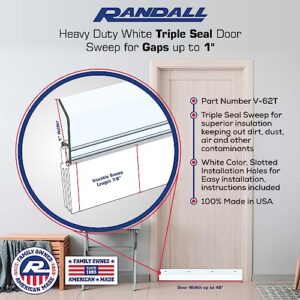 White Heavy Duty Triple Seal Door Sweep USA Made (4 FT Long)