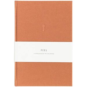 promptly journals, blank journal: think/believe/feel (dusty rose, pink, linen) | layflat notebook | ruled journal | journal notebook | gifts for women and men