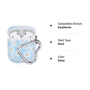 Airpods Case Cover Cute, OTOPO Flower Airpod Cases Protective Hard Cover Portable & Shockproof Women Girls Men with Heart-Shaped Keychain for Airpods 2/1 Charging Case (Daisy)