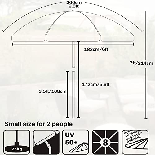 AMMSUN Patio Umbrella Market Table Umbrella 6.5 ft Tilt Steel Pole UPF50+ Protection, Great for Outdoor Garden Backyard (White)