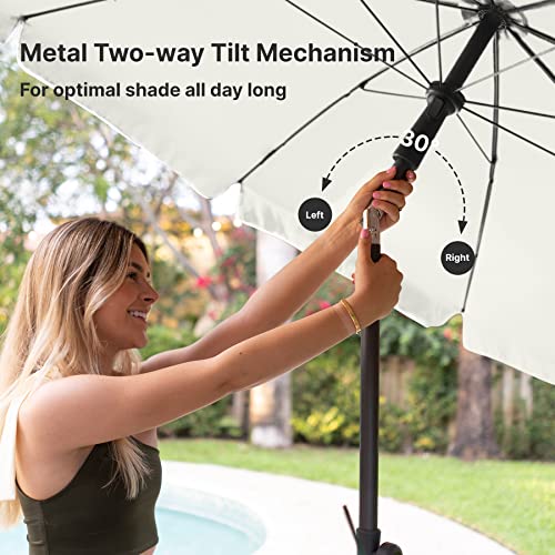 AMMSUN Patio Umbrella Market Table Umbrella 6.5 ft Tilt Steel Pole UPF50+ Protection, Great for Outdoor Garden Backyard (White)