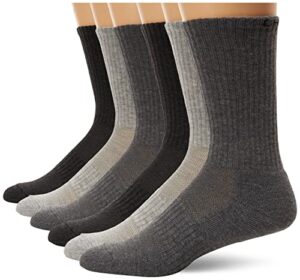 chaps men's cushioned repreve athletic socks-6 pair pack-running breathable front mesh and arch support, crew-gray heather, 6-12