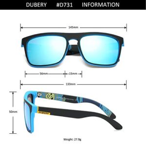 DUBERY Classic Polarized Sunglasses for Men Women Retro 100% UV Protection Driving Sun Glasses D731,2 Pack (Black/Blue+Black/Black)