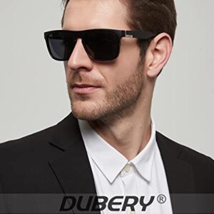 DUBERY Classic Polarized Sunglasses for Men Women Retro 100% UV Protection Driving Sun Glasses D731,2 Pack (Black/Blue+Black/Black)