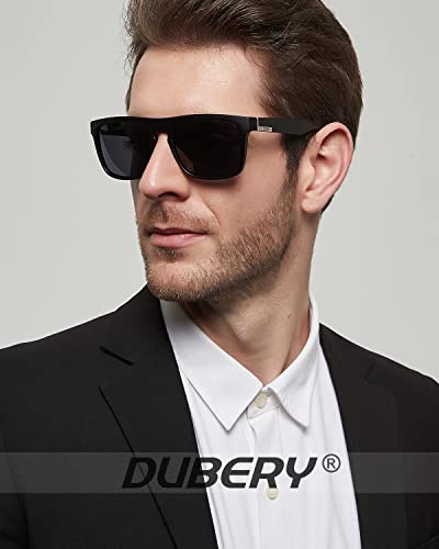 DUBERY Classic Polarized Sunglasses for Men Women Retro 100% UV Protection Driving Sun Glasses D731,2 Pack (Black/Blue+Black/Black)