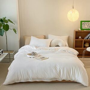 CLOTHKNOW White Comforter Sets Queen White Bedding Comforter Sets Full Plain White Bed Comforter Solid White Queen Size Bedding Set 3Pcs White Comforter Sets Queen