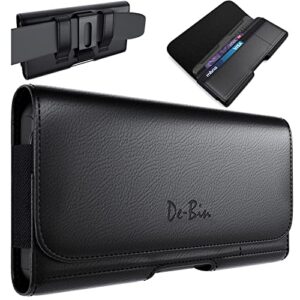 debin holster for iphone 15, 15 pro, 14, 14 pro, 13, 13 pro, 12, 12 pro, 11, xs, x, 10 cell phone belt holder case with built in id card pouch cover (fits phones with protective cases on) medium black