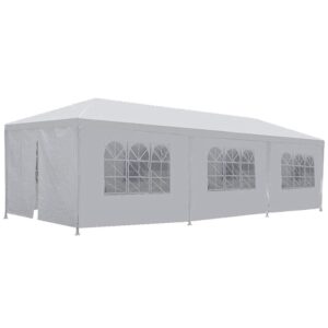 10'x30' party canopy tent outdoor wedding waterproof uv protection gazebo pavilion with 8 removable sidewalls heavy duty portable camping shelter bbq pavilion canopy cater events, white