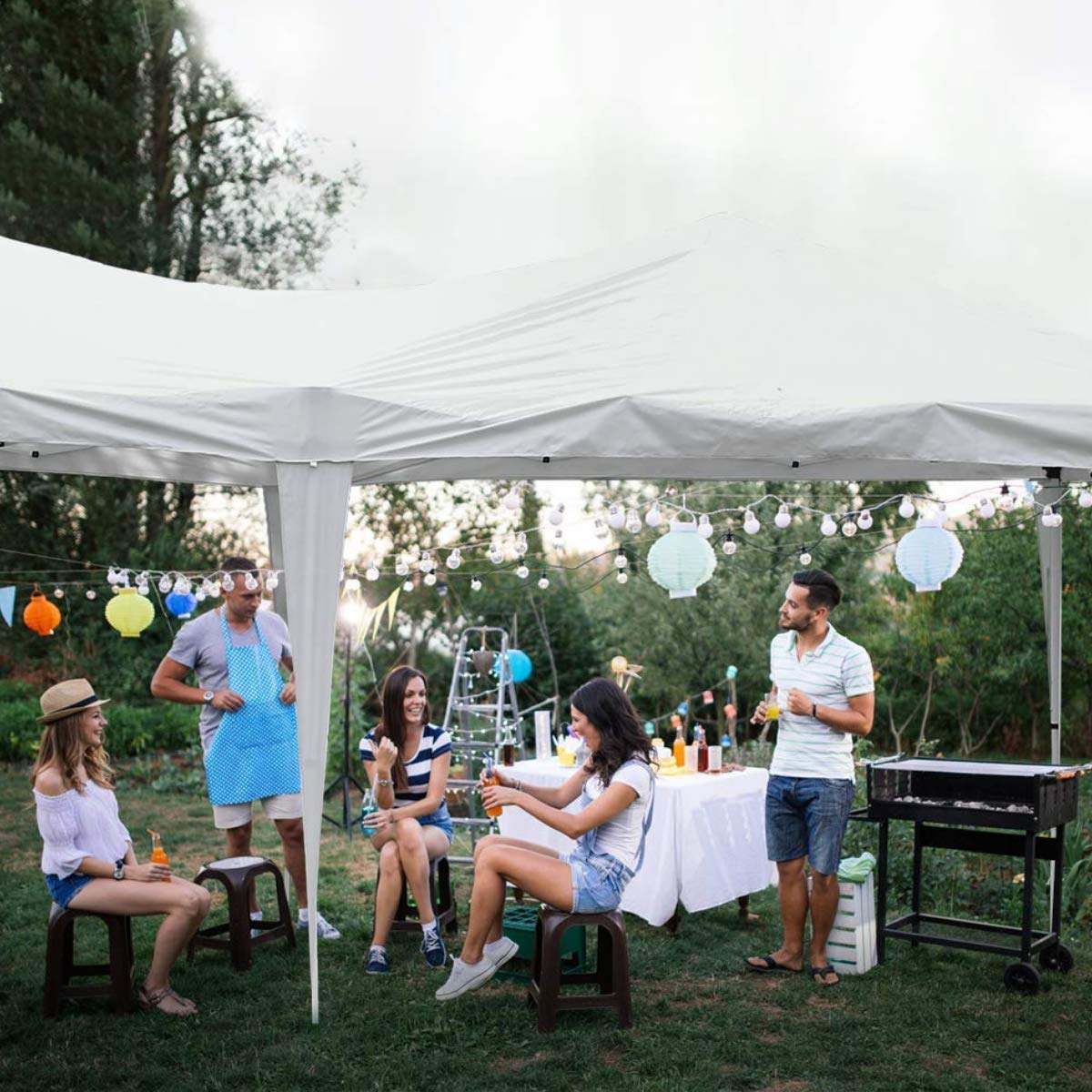 10'x30' Party Canopy Tent Outdoor Wedding Waterproof UV Protection Gazebo Pavilion with 8 Removable Sidewalls Heavy Duty Portable Camping Shelter BBQ Pavilion Canopy Cater Events, White