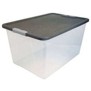 HOMZ 64 Quart Clear Storage Bins Stackable Containers for Organizing, w/ Secure Seal Latching Lid for Home, Garage, & Basement Organization (2 Pack)