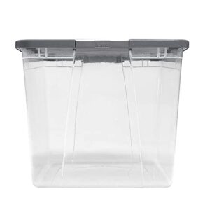 HOMZ 64 Quart Clear Storage Bins Stackable Containers for Organizing, w/ Secure Seal Latching Lid for Home, Garage, & Basement Organization (2 Pack)