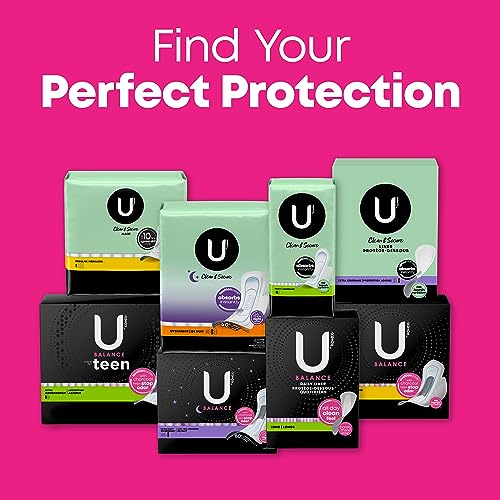 U by Kotex Balance Sized for Teens Ultra Thin Pads with Wings, Extra Absorbency, 56 Count (4 Packs of 14) (Packaging May Vary)