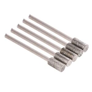 jackyee 5pcs coated cylindrical burr 5mm chainsaw sharpener stone file chain saw sharpening carving grinding tools silver