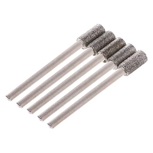 jackyee 5Pcs Coated Cylindrical Burr 5Mm Chainsaw Sharpener Stone File Chain Saw Sharpening Carving Grinding Tools Silver