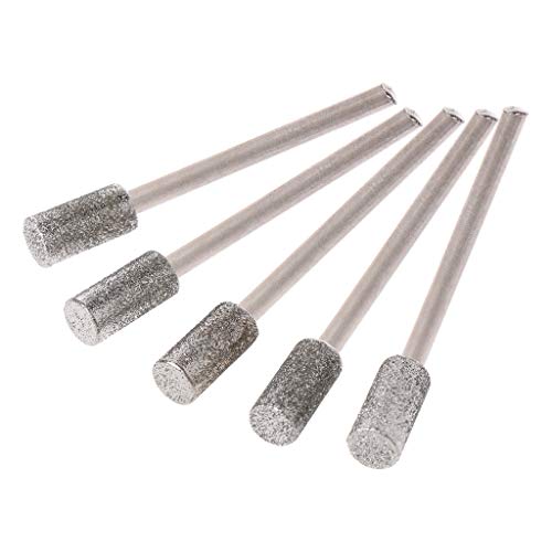 jackyee 5Pcs Coated Cylindrical Burr 5Mm Chainsaw Sharpener Stone File Chain Saw Sharpening Carving Grinding Tools Silver