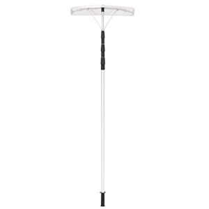gymax roof rake,21ft aluminum snow roof rake with twist-n-lock telescoping handle & big blade, extendable roof shovel for snow removal, wet leaf, dribs (silver)