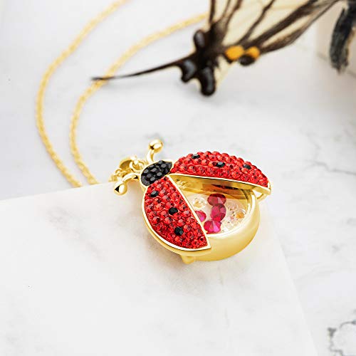 superchic Cute Cubic Zirconia Ladybug Beetle Pendant Necklace with floating Crystals for Women Girl Gift from mom and dad(Gold Plating)