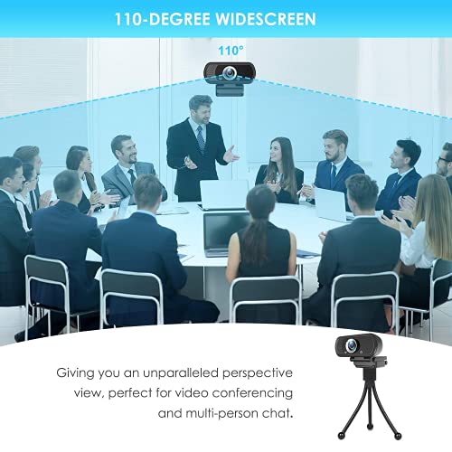 Webcam, HD Webcam 1080P with Privacy Shutter and Tripod Stand, Pro Streaming Web Camera with Microphone, Widescreen USB Computer Camera for PC Mac Laptop Desktop Video Calling Conferencing Recording