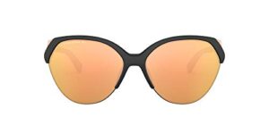 oakley women's oo9447 trailing point rectangular sunglasses, matte black/prizm rose gold polarized, 65 mm