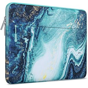 mosiso laptop sleeve compatible with macbook air/pro, 13-13.3 inch notebook, compatible with macbook pro 14 inch 2023-2021 a2779 m2 a2442 m1 pro/max, polyester horizontal creative wave marble bag
