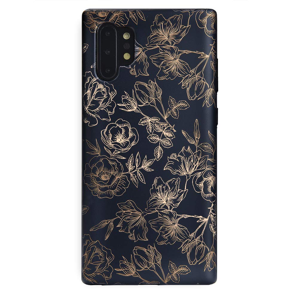 Velvet Caviar for Samsung Galaxy Note 10+ Plus Case Flower Floral - Cute Protective Phone Cases for Women, Girls (Matte Black Rose Gold)