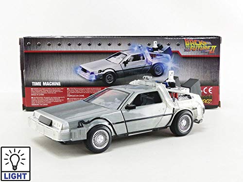 Jada 1:24 Diecast Back to The Future 2 Time Machine with Lights,Silver