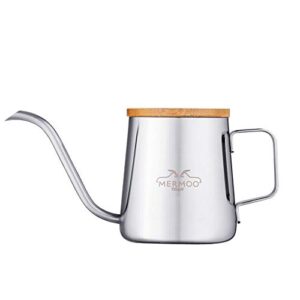 mermoo yilan pour over drip kettle 350ml stainless steel gooseneck coffee kettle long narrow spout hand drip coffee tea pot with lid