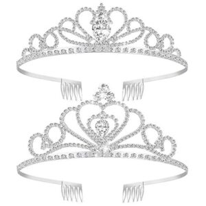 frcolor crystal tiaras for women 2 pack crown with comb princess crown jewelry bridal wedding prom birthday crown halloween christmas costume