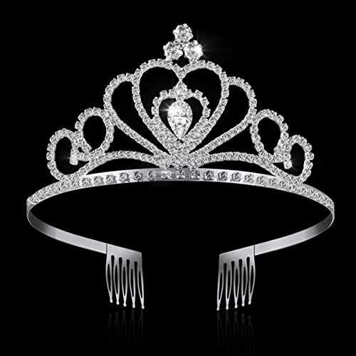 FRCOLOR Crystal Tiaras For Women 2 Pack Crown With Comb Princess Crown Jewelry Bridal Wedding Prom Birthday Crown Halloween Christmas Costume