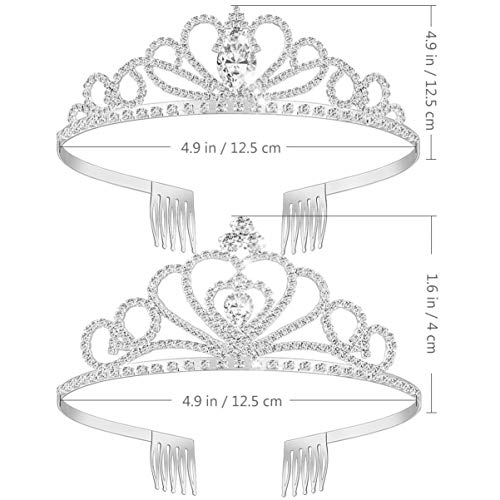 FRCOLOR Crystal Tiaras For Women 2 Pack Crown With Comb Princess Crown Jewelry Bridal Wedding Prom Birthday Crown Halloween Christmas Costume