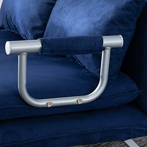 HOMCOM Convertible Sofa Bed Sleeper Chair, 5 Position Adjustable Backrest, Armchair Sleeper with Pillows, Leisure Chaise Lounge Couch, Blue