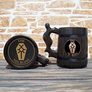 Necrons Beer Mug, Wooden Beer Stein, Gamer Gift, Personalized Beer Stein, 40K Tankard, Custom Gift for Men, Gift for Him