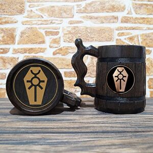 Necrons Beer Mug, Wooden Beer Stein, Gamer Gift, Personalized Beer Stein, 40K Tankard, Custom Gift for Men, Gift for Him