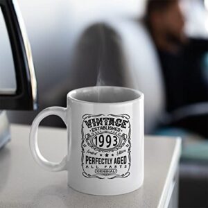 Vintage Established 1993 30 Perfectly Aged Ceramic Coffee Mug 30th Birthday For Him Her Dirty Thirty (White 1993)